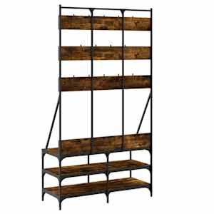 Stojan na oblečení a prostor pro obuv kouřový dub 100x40x184 cm - obrázek 6