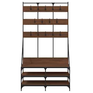 Stojan na oblečení s prostorem pro obuv hnědý dub 100x40x184 cm - obrázek 4