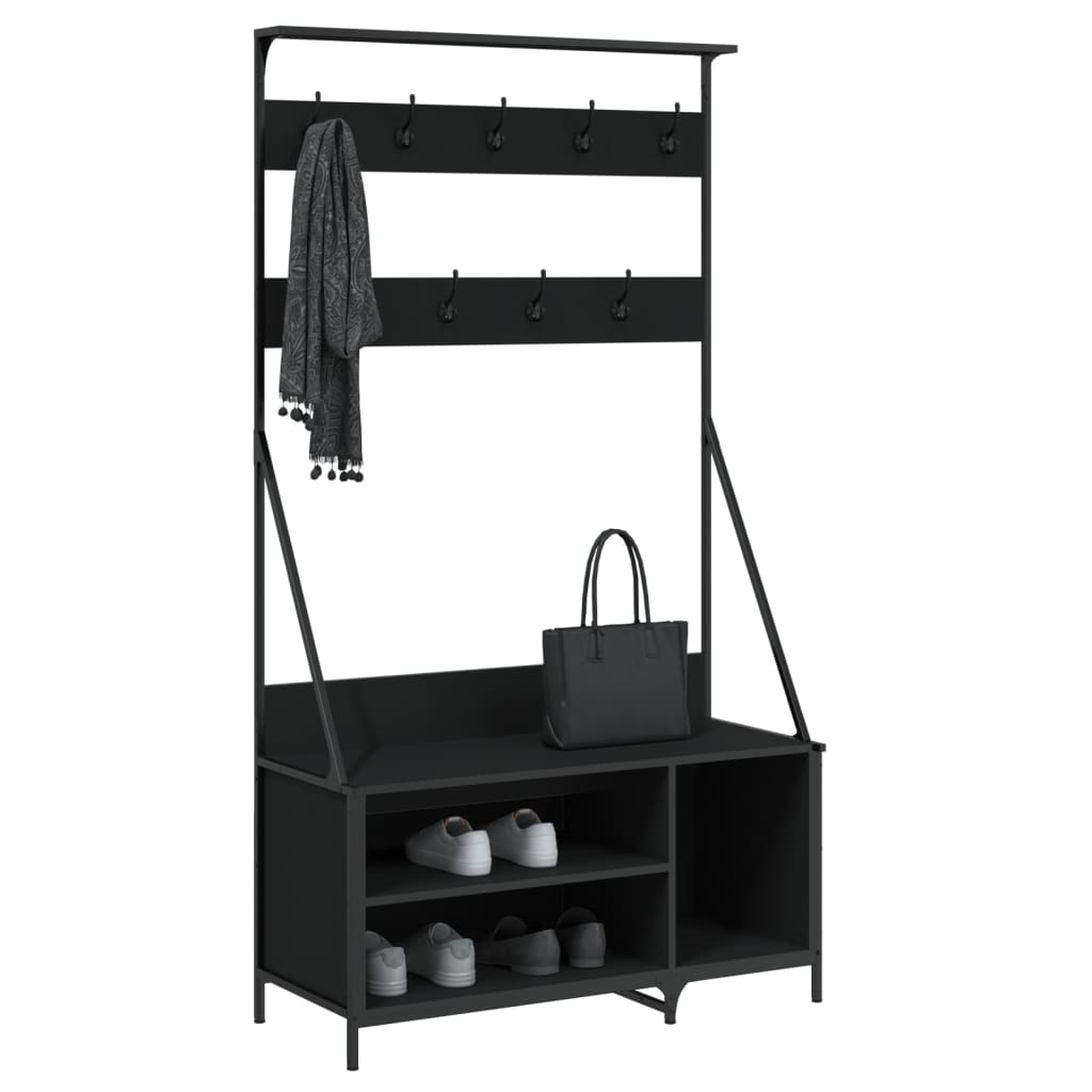 vidaXL Appendiabiti con Porta Scarpe Nero 100x41x184 cm