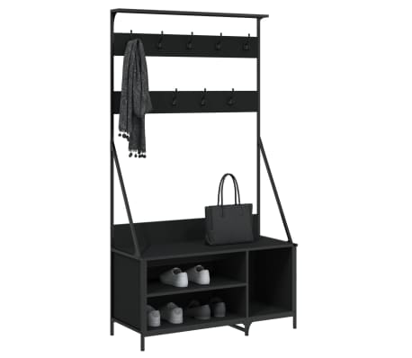 vidaXL Appendiabiti con Porta Scarpe Nero 100x41x184 cm