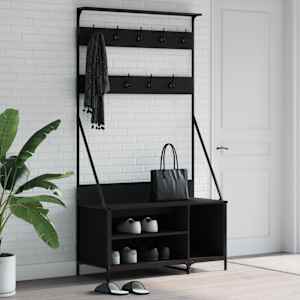 vidaXL riidenagi koos kingariiuliga, must, 100 x 41 x 184 cm