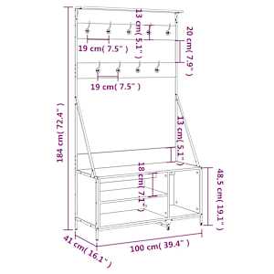 Stojan na oblečení a prostor pro obuv dub sonoma 100x41x184 cm - obrázek 9