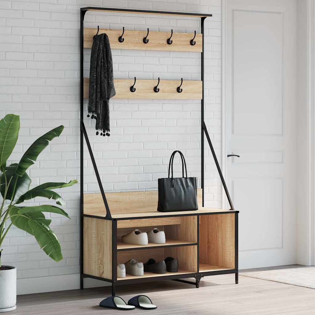 vidaXL Klädställning med skoförvaring sonoma-ek 100x41x184 cm