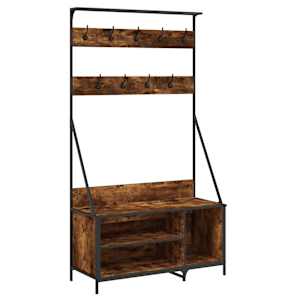 Stojan na oblečení a prostor pro obuv kouřový dub 100x41x184 cm - obrázek 2