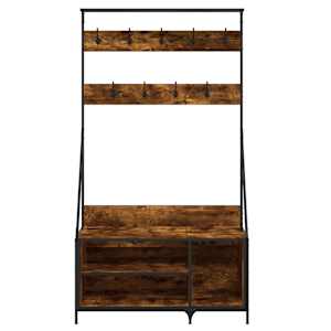 Stojan na oblečení a prostor pro obuv kouřový dub 100x41x184 cm - obrázek 4