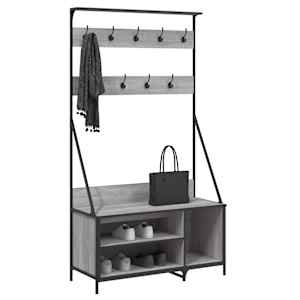Stojan na oblečení a prostor pro obuv šedý sonoma 100x41x184 cm - obrázek 3