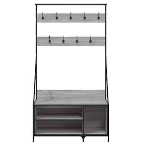 Stojan na oblečení a prostor pro obuv šedý sonoma 100x41x184 cm - obrázek 4