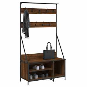 Stojan na oblečení s prostorem pro obuv hnědý dub 100x41x184 cm - obrázek 3