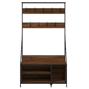 Stojan na oblečení s prostorem pro obuv hnědý dub 100x41x184 cm - obrázek 4