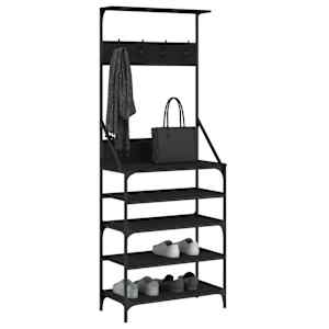 Stojan na oblečení s prostorem pro obuv černý 70 x 34 x 184 cm - obrázek 3