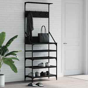 vidaXL riidenagi koos kingariiuliga, must, 70 x 34 x 184 cm