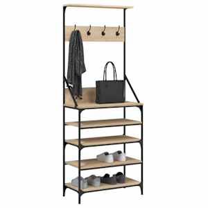 vidaXL Kl&auml;dst&auml;llning med skof&ouml;rvaring sonoma-ek 70x34x184 cm