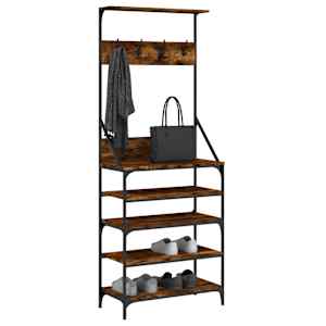 Stojan na oblečení a prostor pro obuv kouřový dub 70x34x184 cm - obrázek 3