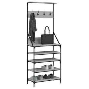 Stojan na oblečení a prostor pro obuv šedý sonoma 70x34x184 cm - obrázek 3