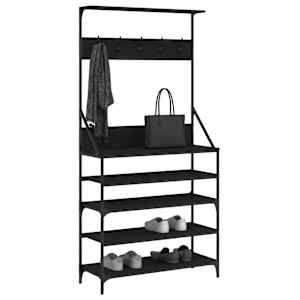 Stojan na oblečení s prostorem pro obuv černý 90 x 34 x 184 cm - obrázek 3