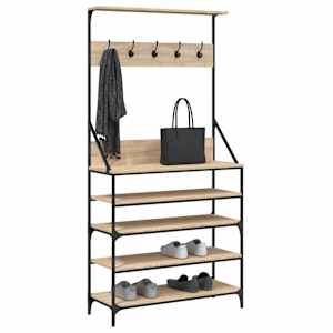 Stojan na oblečení s prostorem pro obuv dub sonoma 90x34x184 cm - obrázek 3