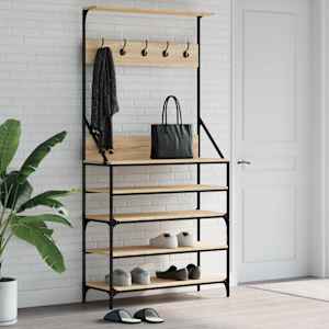 Stojan na oblečení s prostorem pro obuv dub sonoma 90x34x184 cm - obrázek 1