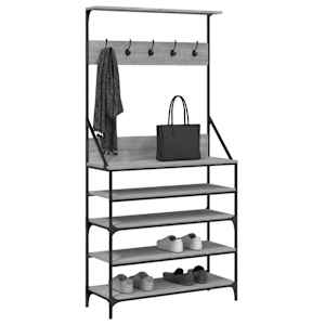 Stojan na oblečení a prostor pro obuv šedý sonoma 90x34x184 cm - obrázek 3