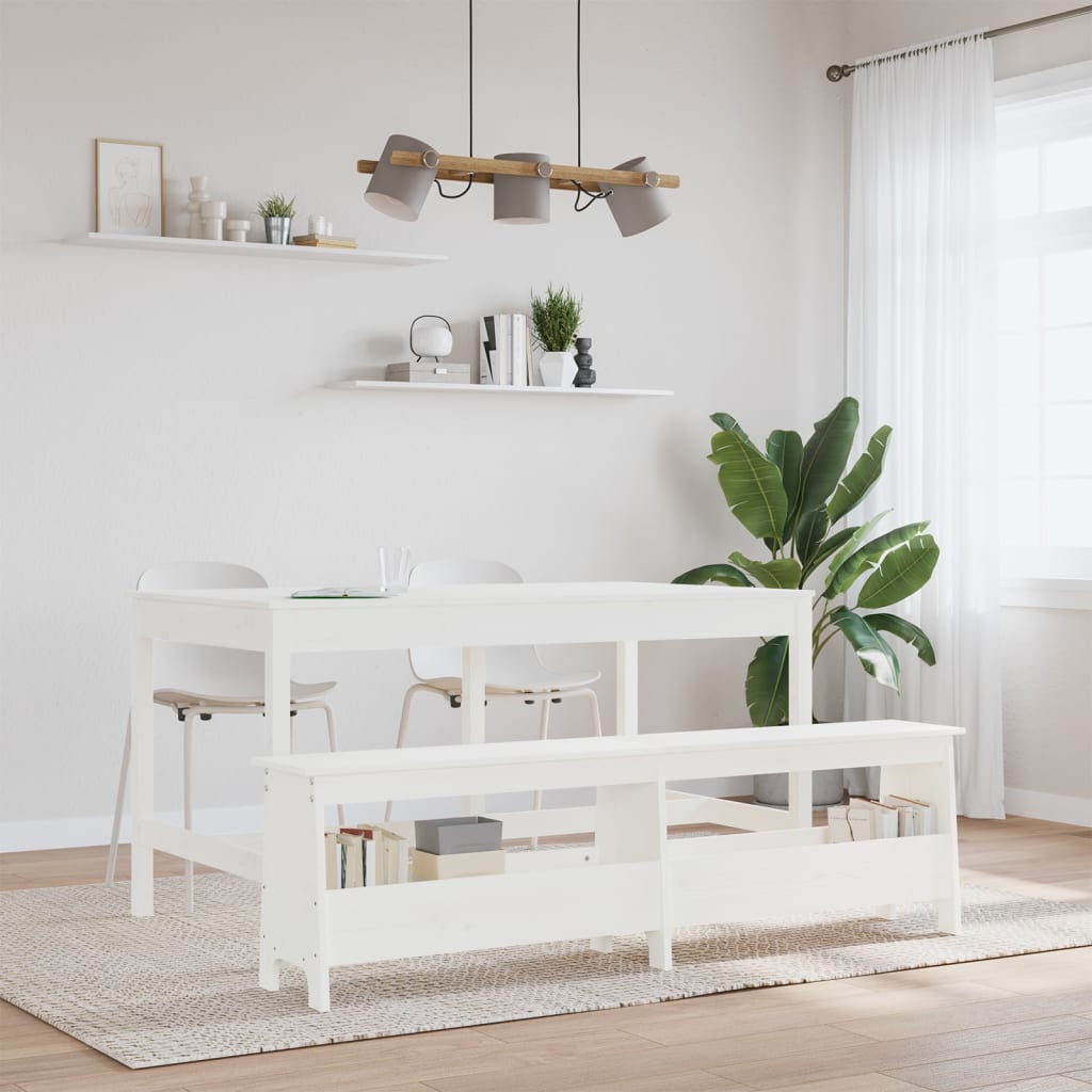 vidaXL Halbankje 160x28x45 cm massief grenenhout wit