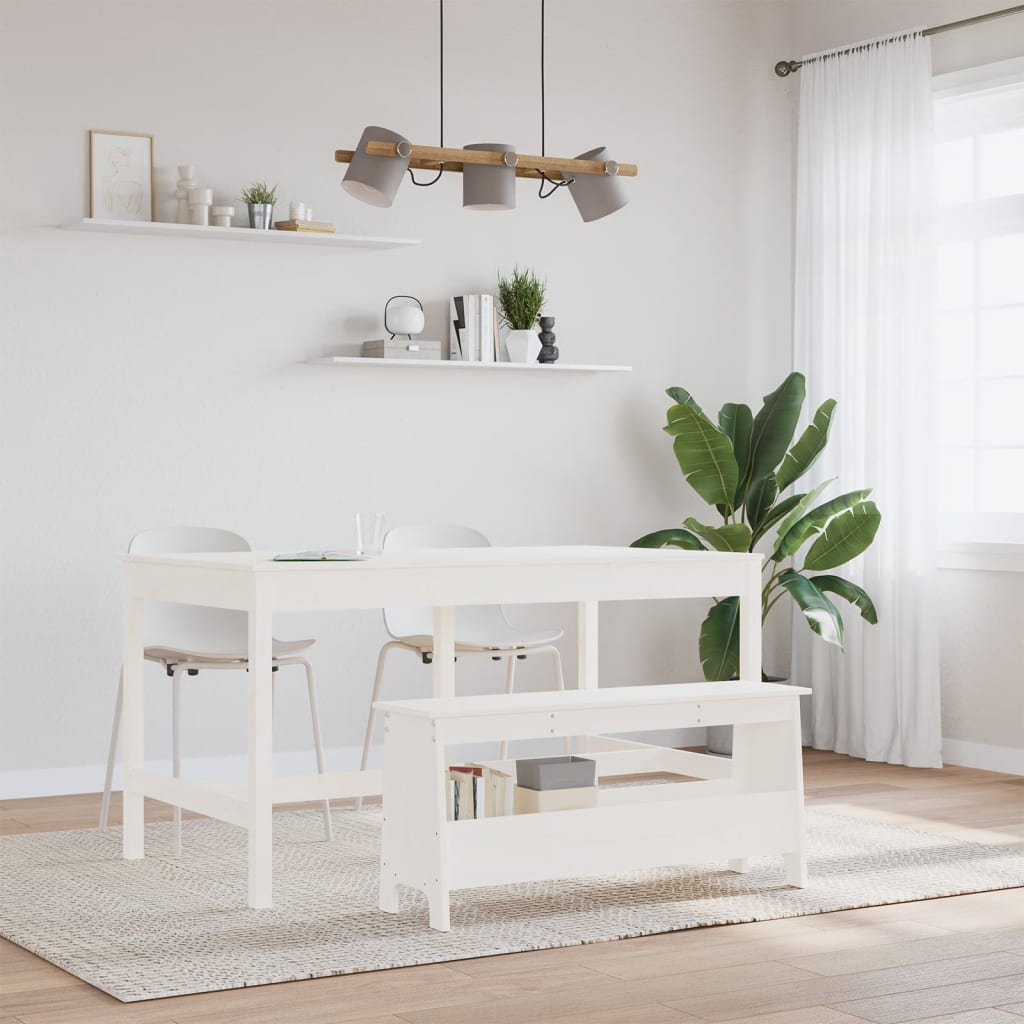 vidaXL Halbankje 100x28x45 cm massief grenenhout wit