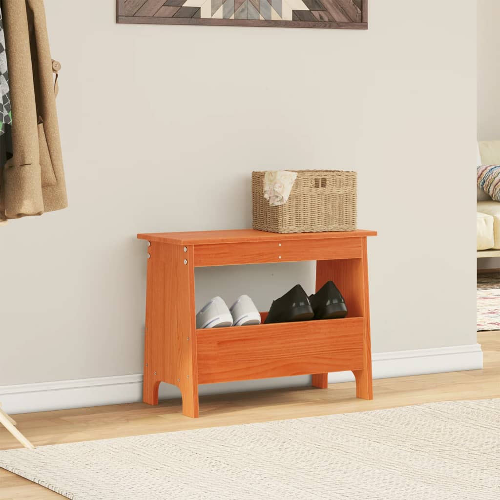 vidaXL viaszbarna tömör fenyőfa előszoba pad 60x28x45 cm