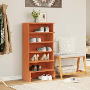 Omarica za čevlje voščeno rjava 52x30x104 cm trdna borovina