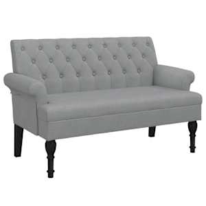 Lavice s opěradlem světle šedá 120 x 62 x 75,5 cm textil - obrázek 2