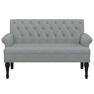 Lavice s opěradlem světle šedá 120 x 62 x 75,5 cm textil - obrázek 3