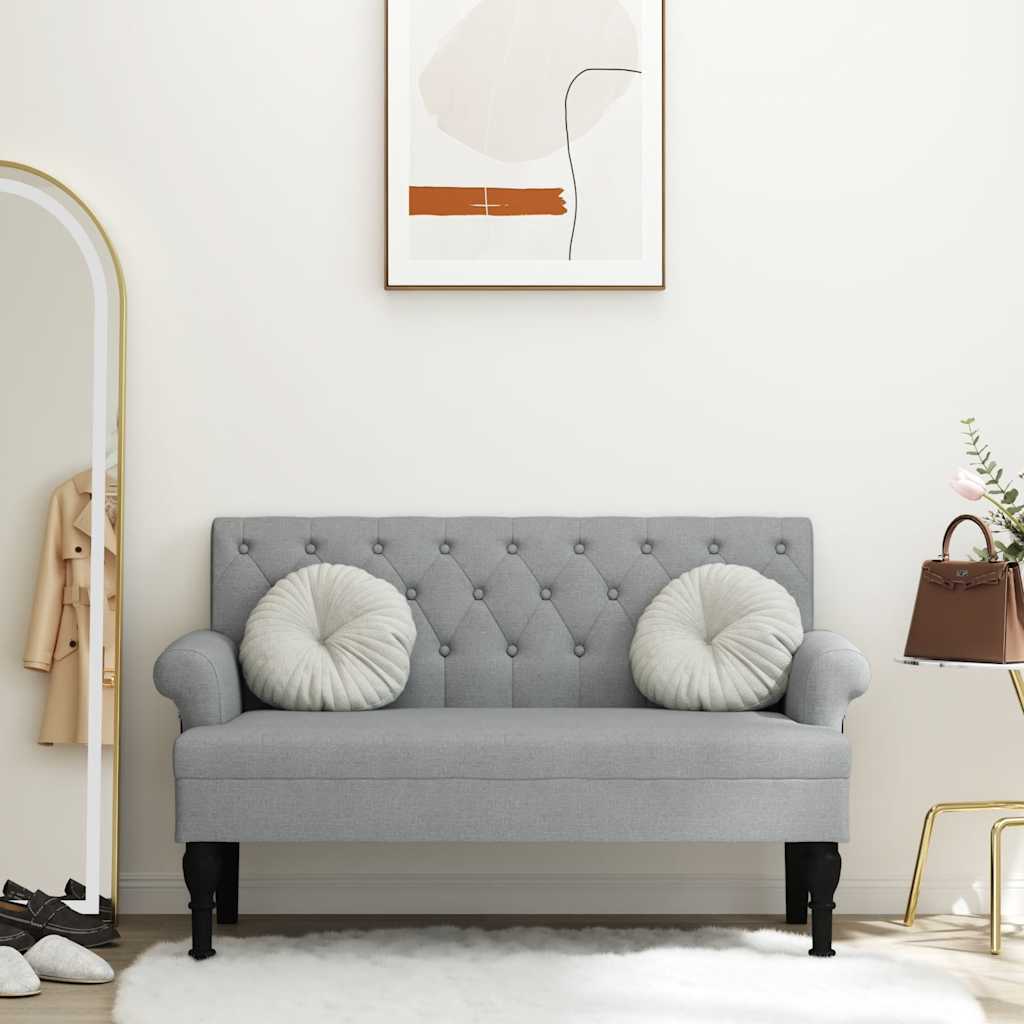 vidaXL Bancă cu spătar, gri deschis, 120x62x75,5 cm, textil