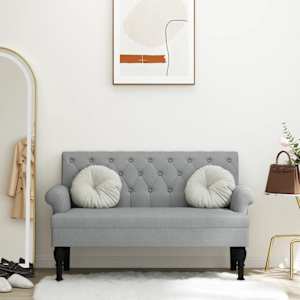 Lavice s opěradlem světle šedá 120 x 62 x 75,5 cm textil - obrázek 1