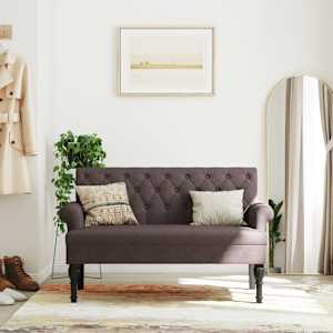 Lavice s opěradlem tmavě hnědá 120 x 62 x 75,5 cm textil - obrázek 1