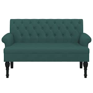 Lavice s opěradlem tmavě zelená 120 x 62 x 75,5 cm textil - obrázek 4