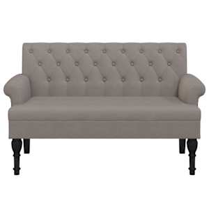 Lavice s opěradlem taupe 120 x 62 x 75,5 cm textil - obrázek 3