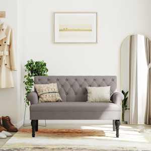 Lavice s opěradlem taupe 120 x 62 x 75,5 cm textil - obrázek 1