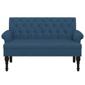 Lavice s opěradlem modrá 120 x 62 x 75,5 cm textil - obrázek 3