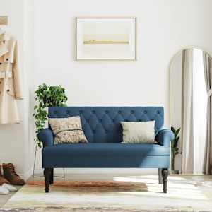 Lavice s opěradlem modrá 120 x 62 x 75,5 cm textil - obrázek 1
