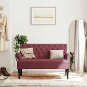 Lavice s opěradlem vínová 120 x 62 x 75,5 cm textil - obrázek 1