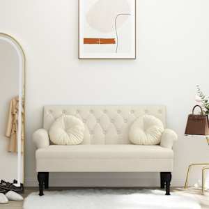 Klop z naslonom 120x62x75,5 cm laneno platno