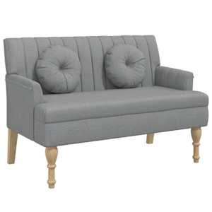 Lavice s polštáři světle šedá 113 x 64,5 x 75,5 cm textil - obrázek 2