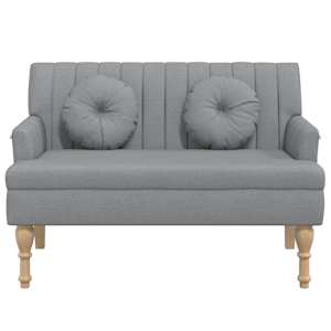 Lavice s polštáři světle šedá 113 x 64,5 x 75,5 cm textil - obrázek 3