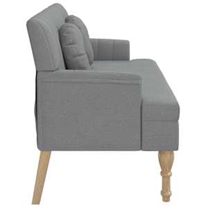 Lavice s polštáři světle šedá 113 x 64,5 x 75,5 cm textil - obrázek 4