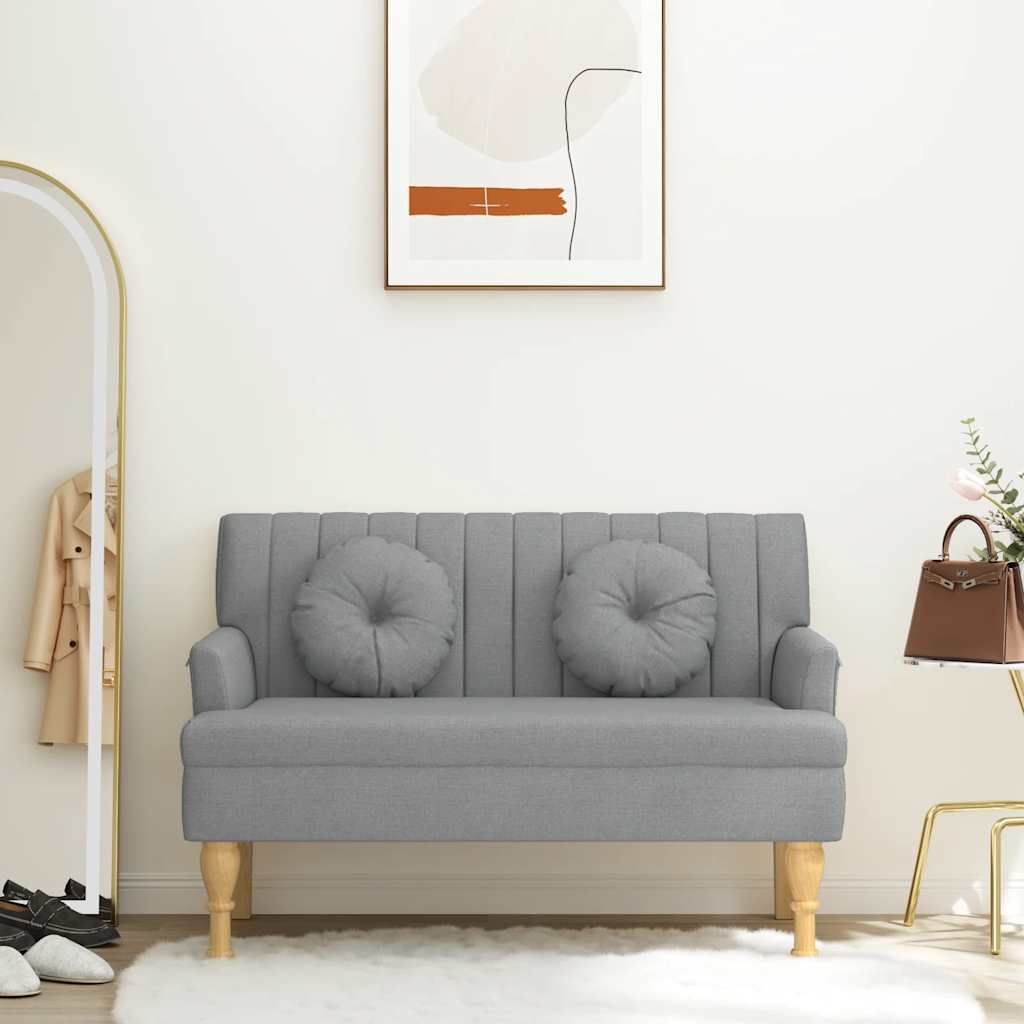 vidaXL Banchetă cu perne, gri deschis, 113x64,5x75,5 cm, textil
