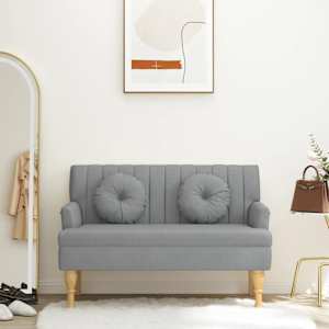 Lavice s polštáři světle šedá 113 x 64,5 x 75,5 cm textil - obrázek 1