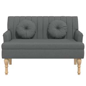 Lavice s polštáři tmavě šedá 113 x 64,5 x 75,5 cm textil - obrázek 4