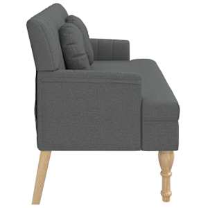 Lavice s polštáři tmavě šedá 113 x 64,5 x 75,5 cm textil - obrázek 5