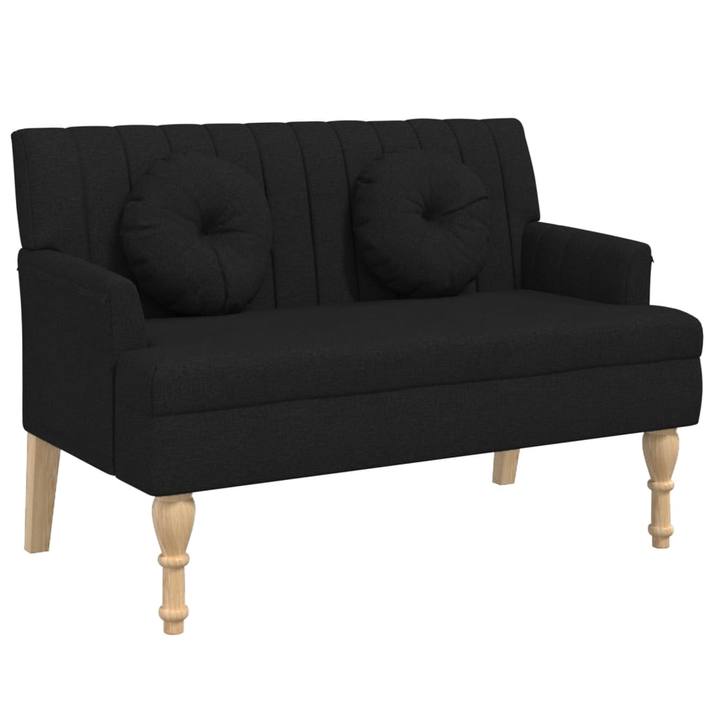 Image of vidaXL Bench with Cushions Black 113x64.5x75.5 cm Fabric