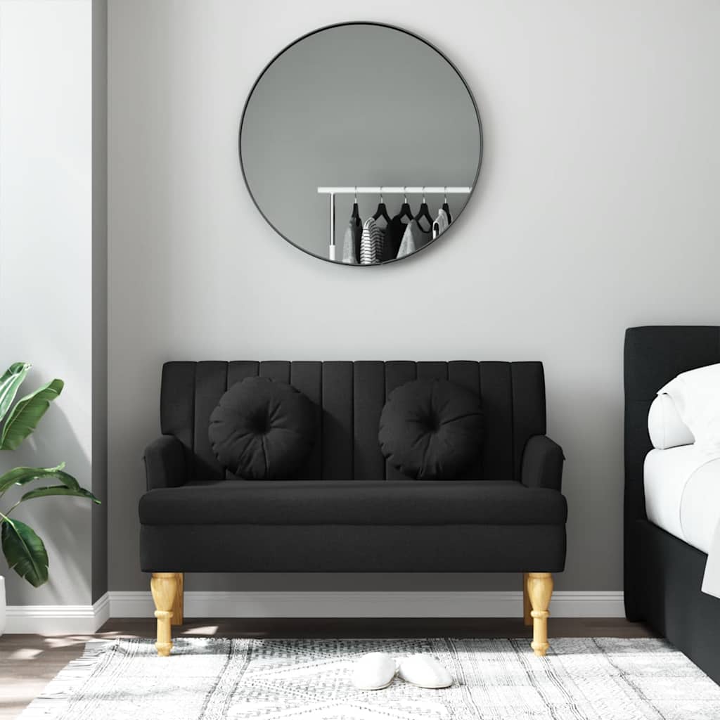 vidaXL Bankje met kussens 113x64,5x75,5 cm stof zwart afbeelding