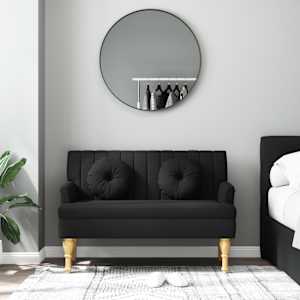 Lavice s polštáři černá 113 x 64,5 x 75,5 cm textil - obrázek 3
