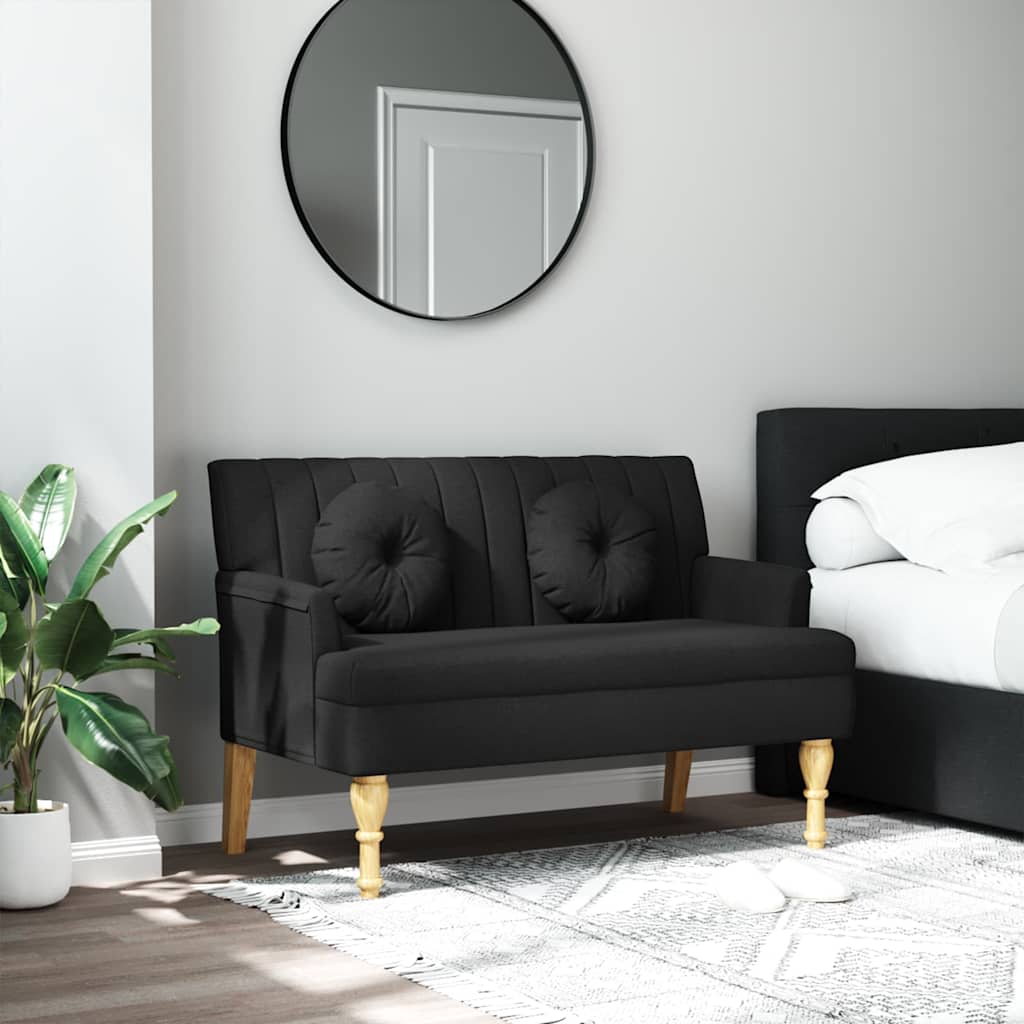 vidaXL Banchetă cu perne, negru, 113x64,5x75,5 cm, textil