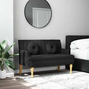 Lavice s polštáři černá 113 x 64,5 x 75,5 cm textil - obrázek 1